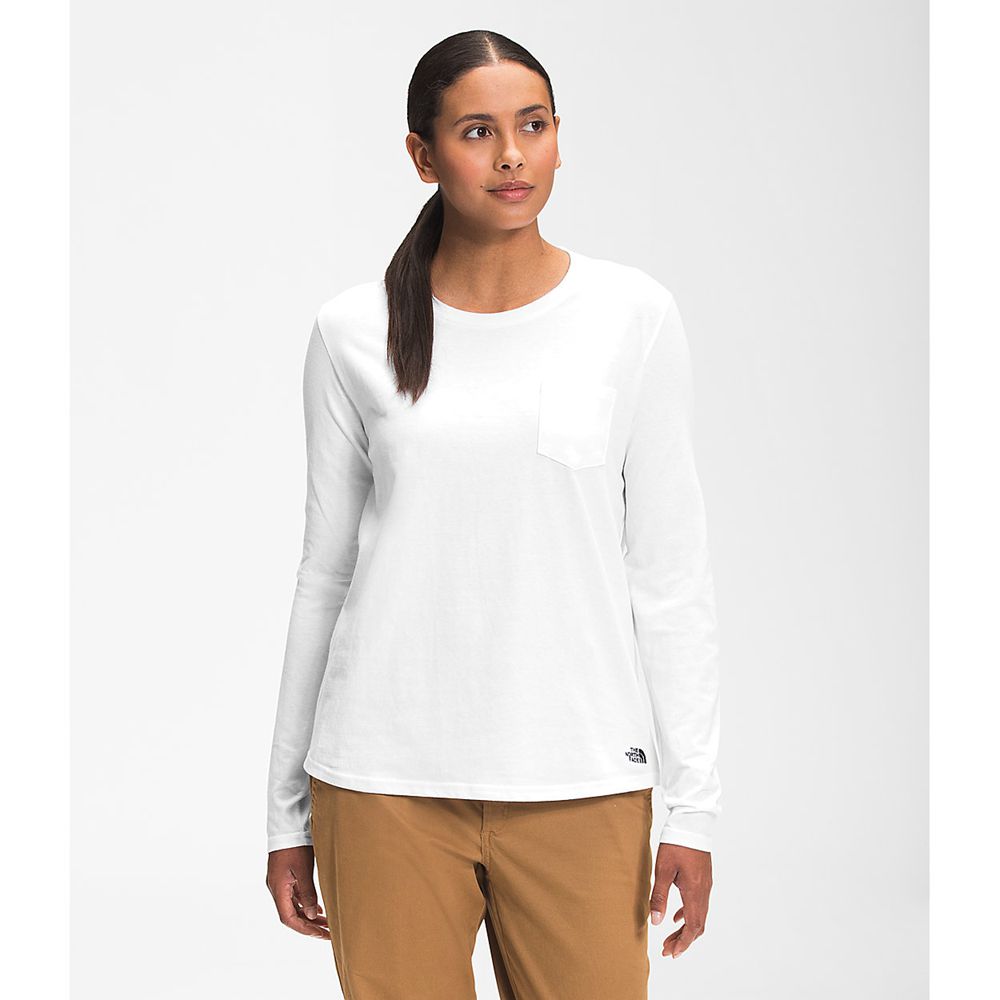 The North Face Long Sleeve Womens Australia - The North Face Long Sleeve Woodmont Pocket White (FXB-